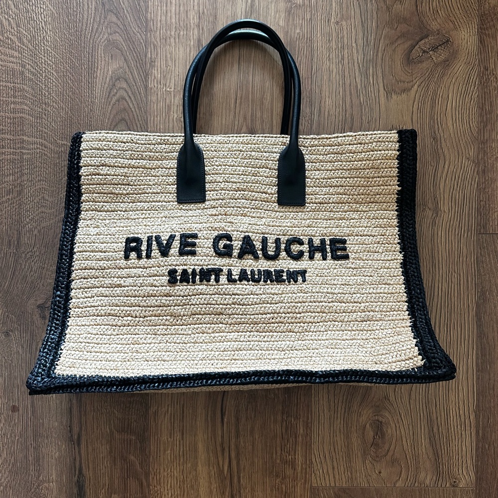 Saint Laurent Women’s Rive Gauche Raffia Tote Bag - Picture 2 of 7